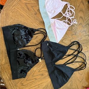 PINK Victoria's Secret Black and Pink Lace Bralette